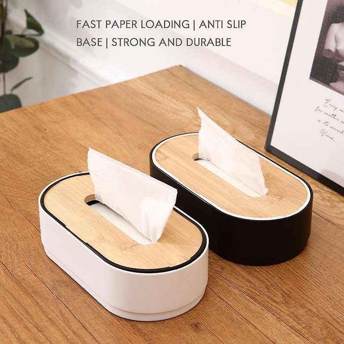 Tissue Box Wooden Cover Solid Color Tissue Box with Groove Multifunctional Household Coffee Table Ti