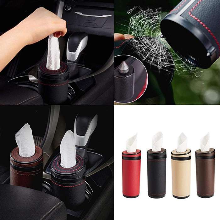 Tissue Box General Auto Round Paper Tube Safety Broken Window Tissue Cup Interior Decoration Car Hom