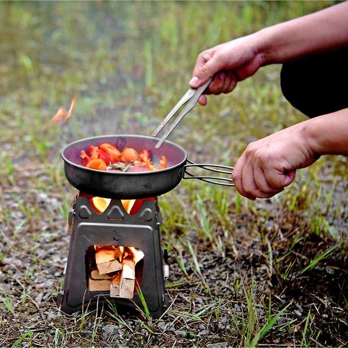 Titanium Frying Pan with Folding Handle Camping Frying Pan for Outdoor Camping Cooking Hiking Portab