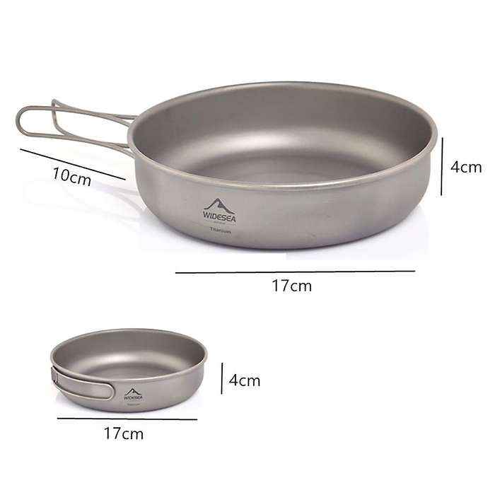 Titanium Frying Pan with Folding Handle Camping Frying Pan for Outdoor Camping Cooking Hiking Portab
