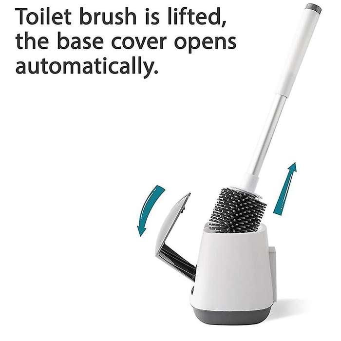 Toilet Brush and Holder Silicone Bristles Toilet Brushes with Tweezers Lid Floor Bathroom Cleaning T