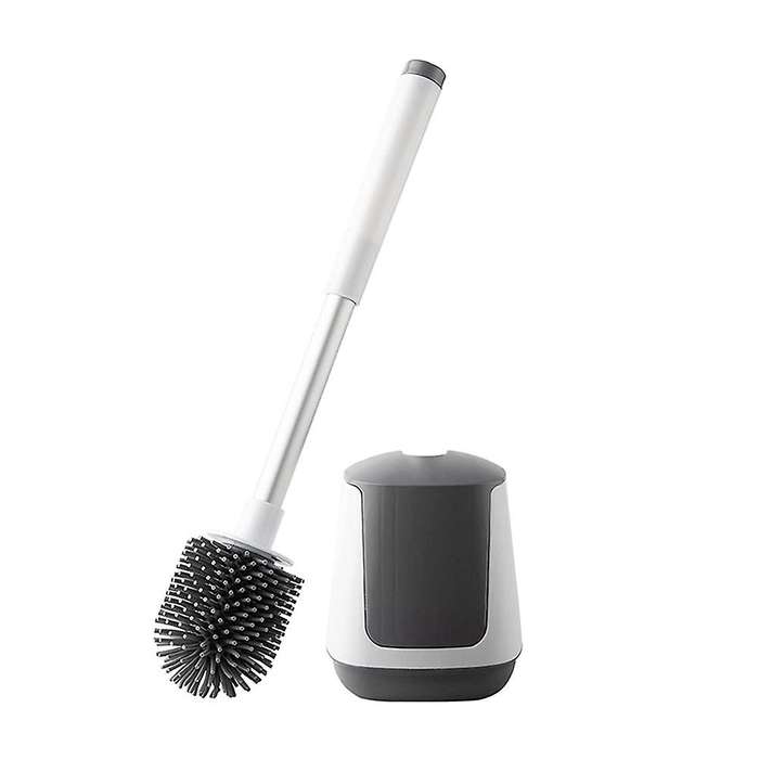Toilet Brush and Holder Silicone Bristles Toilet Brushes with Tweezers Lid Floor Bathroom Cleaning T
