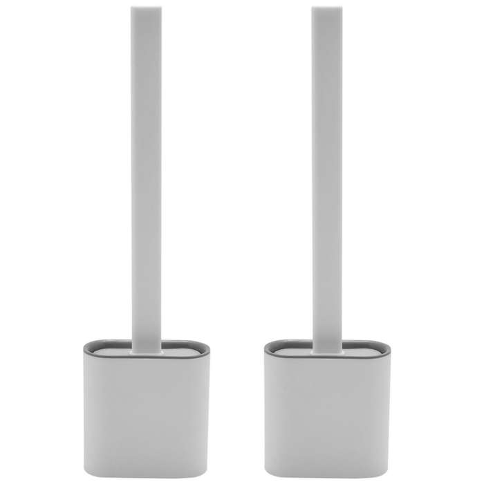 Toilet Brush with Holder - 2 Pack Of Deep Silicone Toilet Brushes and Holders Quick Drying Set With