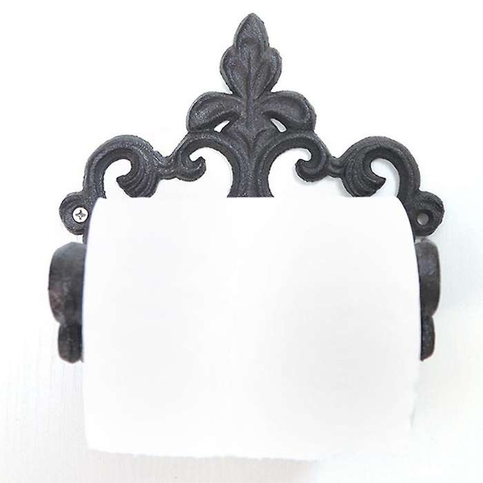 Toilet Paper Holder Retro Wrought American Style Holders Wall Mounted for Home Black Bathroom Access