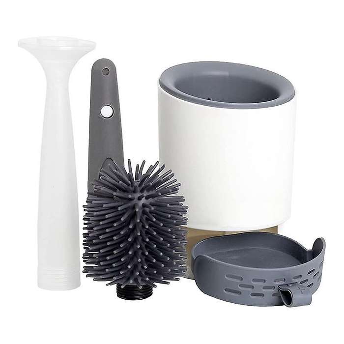 Toilet Brush,Refillable Handle Dispenses Gel Toilet Cleaner, Holder