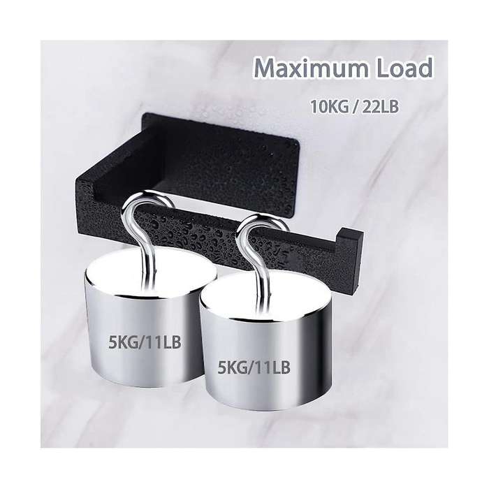 Toilet Paper Holder No Drilling Toilet Paper Holder Black 3 Towel Hooks Self-adhesive Stainless Ste