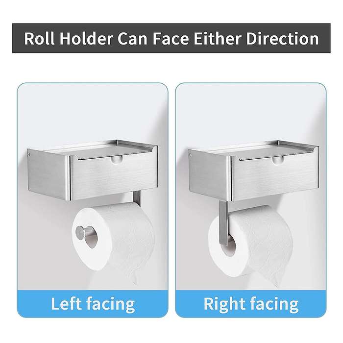 Toilet Paper Holder with Flushable Wipes Dispenser Storage and Phone Shelf , Toilet Roll Wipes Hold
