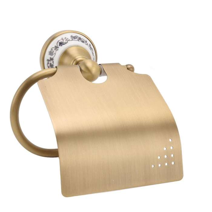 Toilet Paper Holder Vintage Toilet Paper Holder Metal Paper Towel Holder Rack with Porcelain Decorat