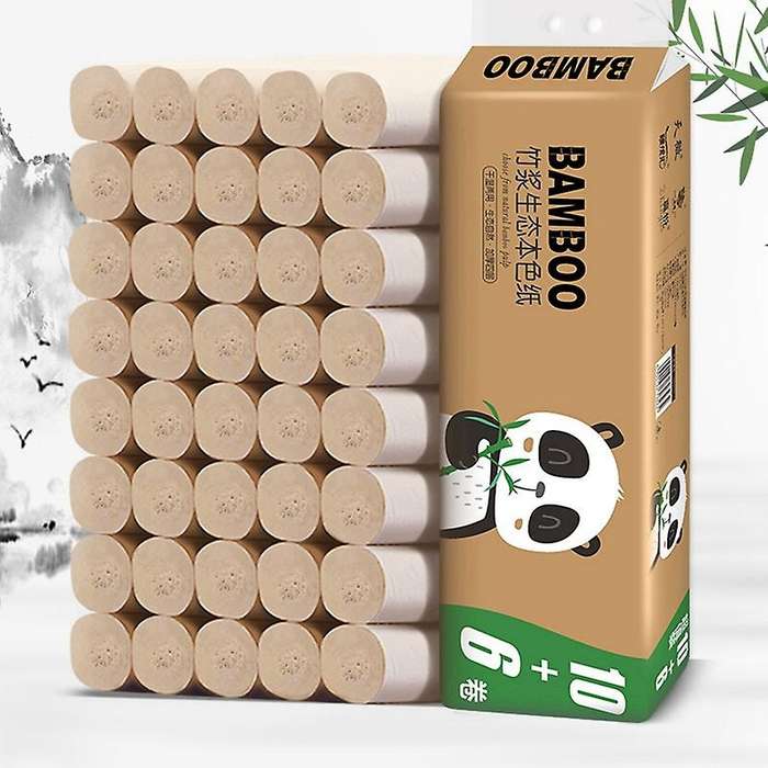 Toilet Paper Roll Bamboo Pulp Natural Color Roll Paper Wholesale Household Toilet Paper Thick Tissue