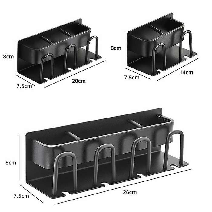 Toothbrush Holder Bathroom Toothpaste Storage Rack Wall-Mounted Holder Punch-Free Storage Rack(Blac