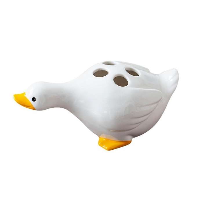 Toothbrush Holder, Duck 4 Holes Drainable Toothbrush Holder for Bathroom Storage White