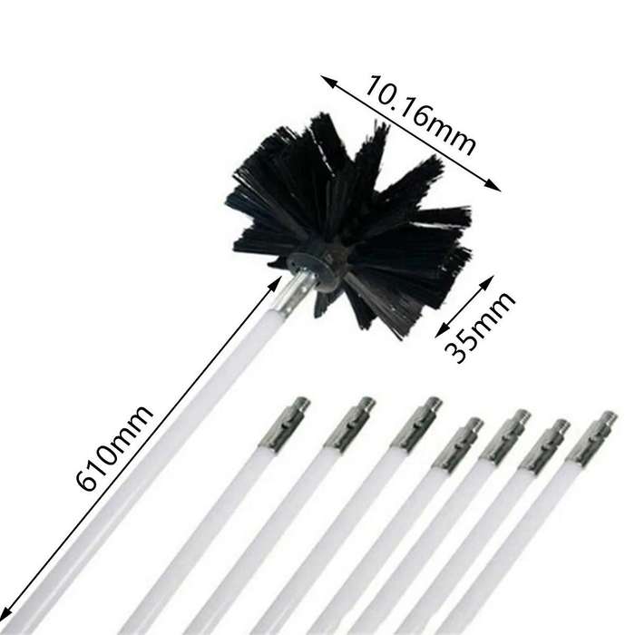 Top to Bottom Chimney Cleaning Brush, 8 Rods + Brush Head, Anti Fire Nylon Bristles, Efficient Flue