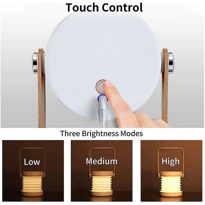 Touch Night Light Lamp,USB Rechargeable LED Cordless Desk Lights, 360 Rotatable Portable Foldable La
