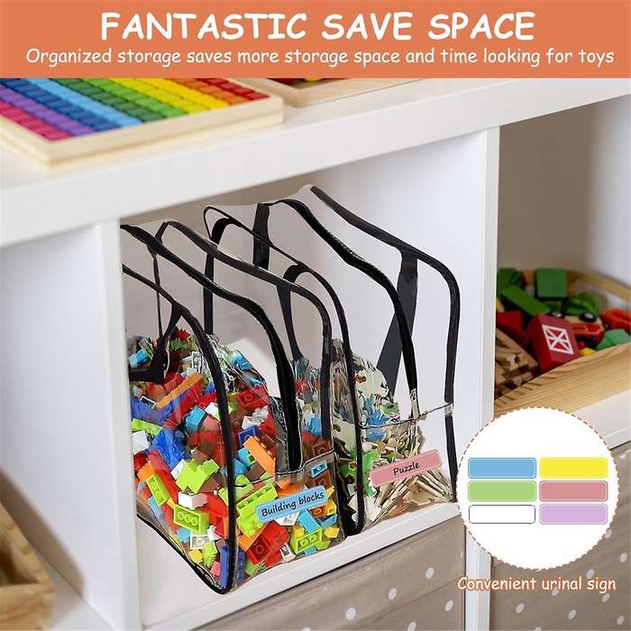 Toy Storage Bags with Labels, Reusable Clear Pvc Board Game Storage, Travel Waterproof Organizer Bag