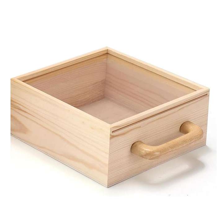 Toy Storage Organizer, Building Blocks Box with Handle and Lids, Natural Wood Kids Child Toy Contain