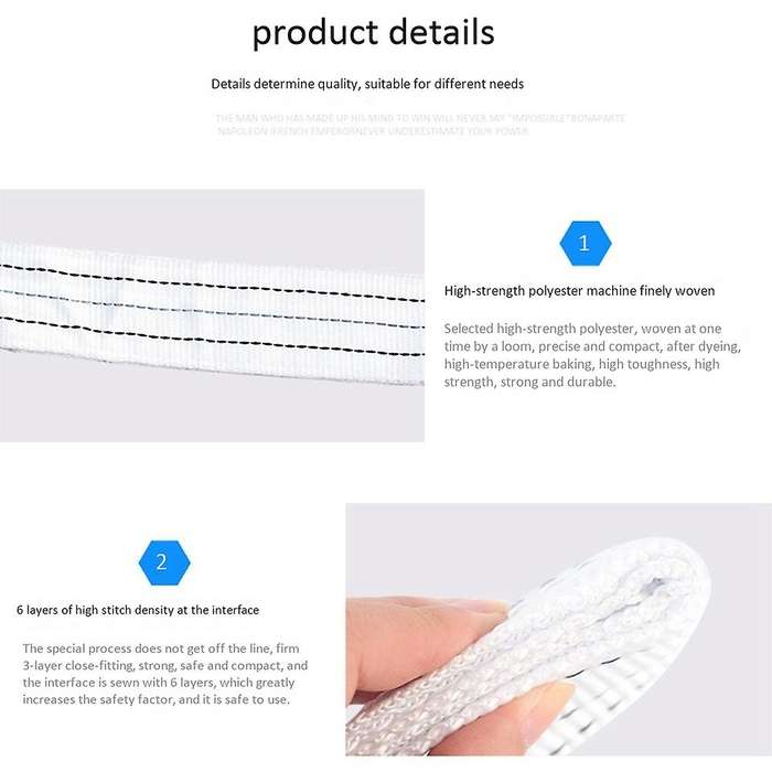 Towing Rope Strape Cable with U Hooks 5M 12Tons Shackle High Strength Nylon with Reflective Light fo