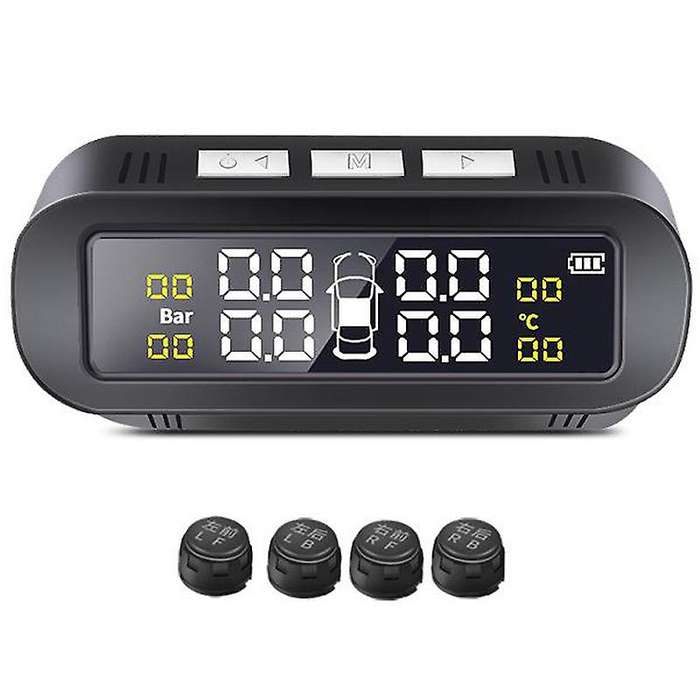 TPMS Solar Car Tire Pressure Alarm Monitor System Display Intelligent Temperature Warning Fuel Save