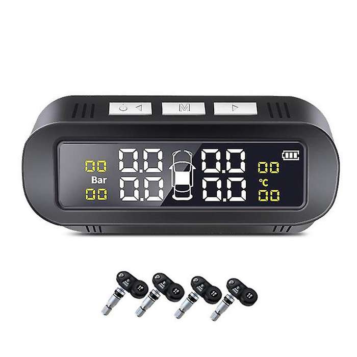 TPMS Solar Car Tire Pressure Alarm Monitor System Display Intelligent Temperature Warning with 4 Bui