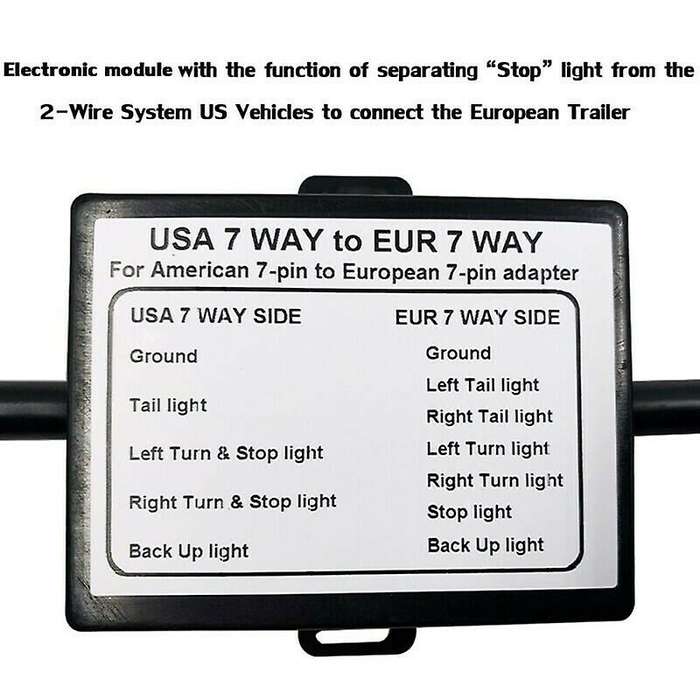 Trailer Light Converter US 7-Way Blade Socket to EU 7-Pin Round Plug