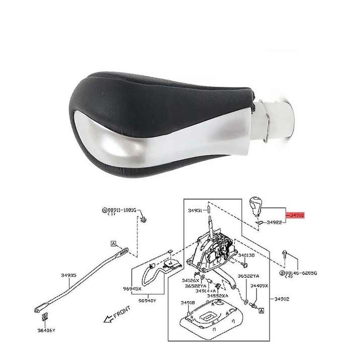 Transmission Gear Shift Knob Assy 34910-4GA0A for Q50 2014-2018 Shifter Control Lever Button 349104G