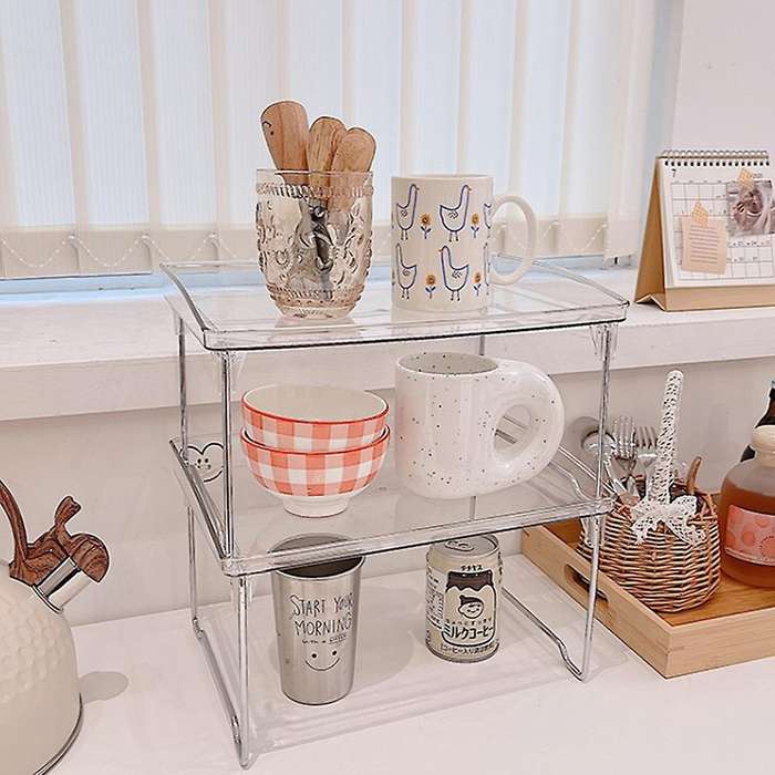 Transparent Desktop Folding Rack Student Dormitory Organizer Cosmetics Kitchen Storage Rack Bed