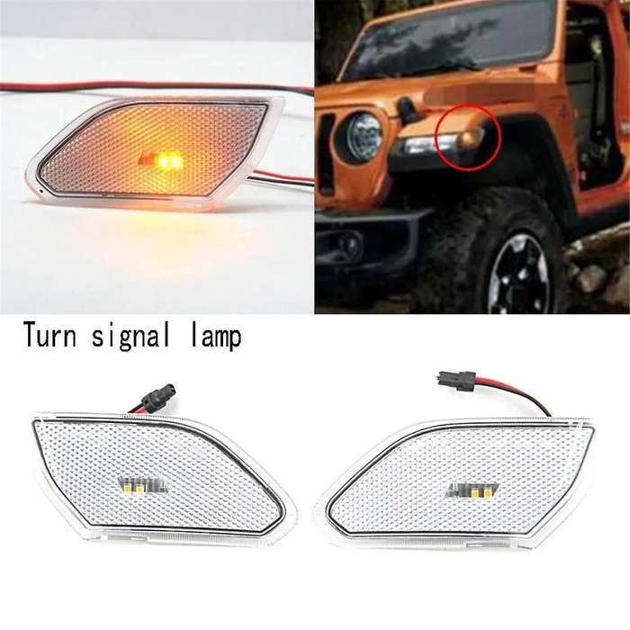 Transparent Led Front Side Marker Light Turn Signal Lamp Round Eyebrow Side Lamp for Wrangler JL 201