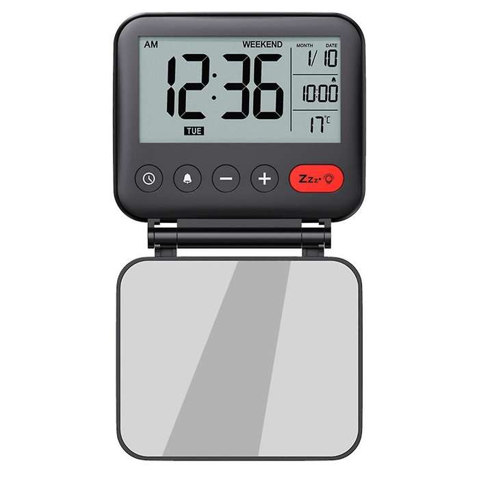 Travel Clock Folding Flip Portable Clock Cosmetic Mirror Alarm Clock Simple Desktop Electronic Alarm
