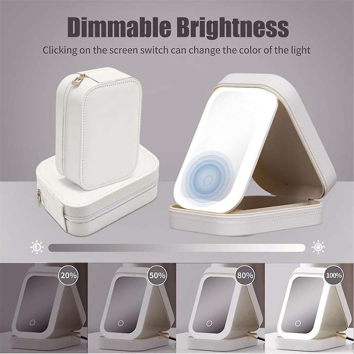 Travel Makeup Mirror with Light, Compact Makeup Bag with LED Mirror, Portable Lighted Beauty Mirror,
