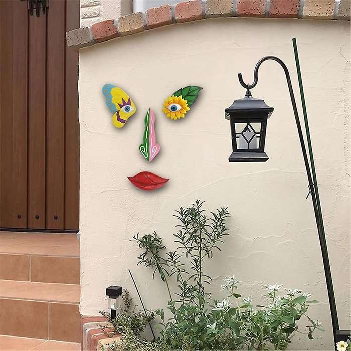 Tree Face Decor Outdoor,Colorful Butterfly Garden Decor,Tree Art Decoration,Suitable for Tree and Wa