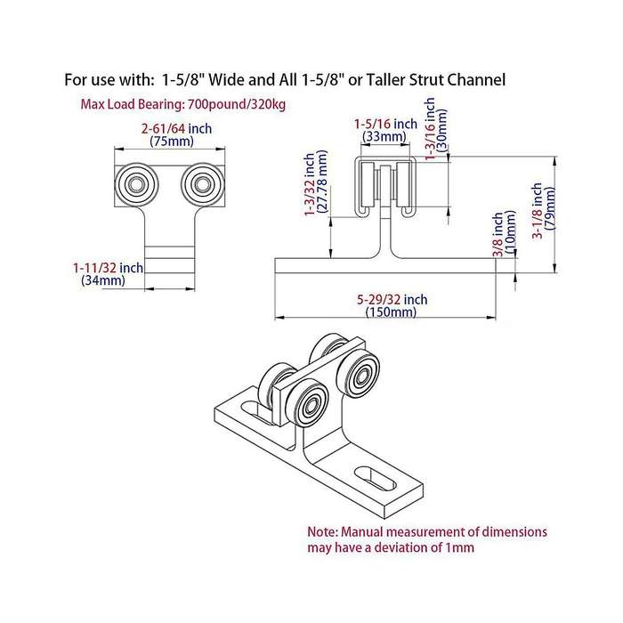 T-type Hanging Wheel Assembly Load- Small Hanging Wheel Push-pull Pulley Hardware T-type Pulley