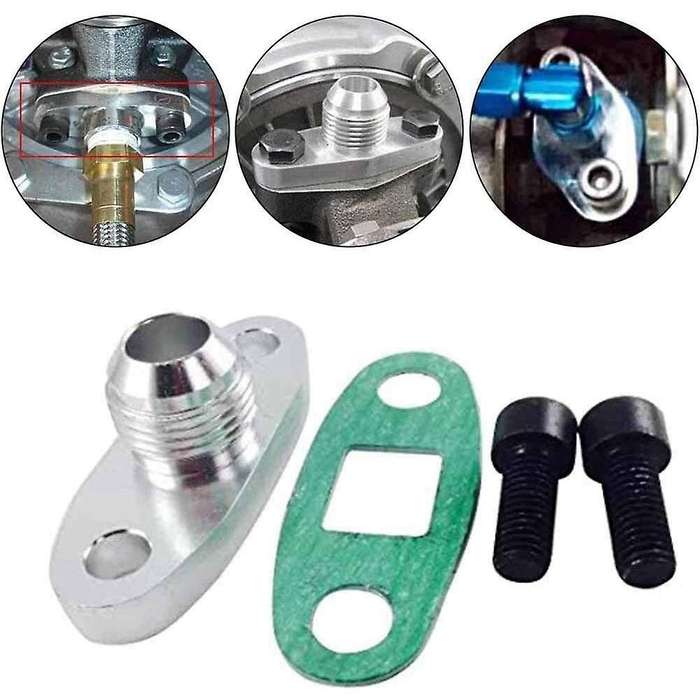 Turbo Oil Drain Outlet Flange Gasket Adapter Kit Set 10AN 10 an Fitting T3 T4 Refitting the An10 Tur