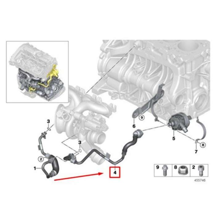 Turbocharger Coolant Return Line for F20 F30 G30 X3 X4 125I 330I 11537643226