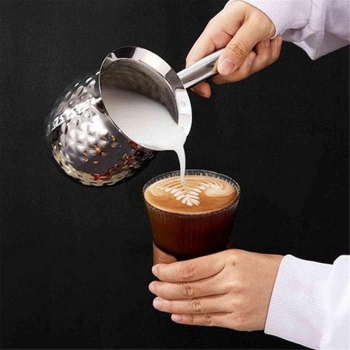 Turkish Coffee Pot,Coffee Maker Stainless Steel Coffee Pot, Chocolate-Milk Warmer with Spout 200Ml