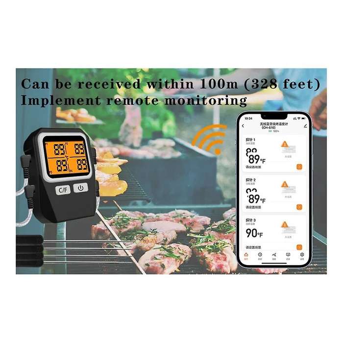 Tuya 100M Wireless Meat Food Thermometer Kitchen Cooking Tool Oven Grill BBQ Bluetooth Temperature M