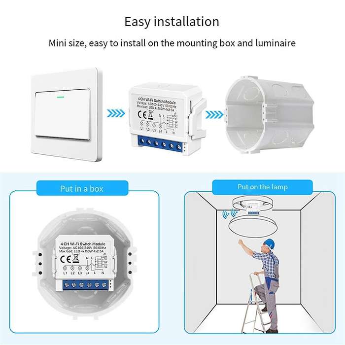 Tuya Smart WiFi Light Switch Control 4 Way Mini Breaker Controlled By Yandex Alexa Home