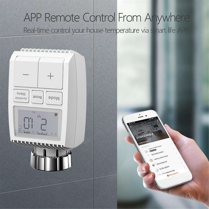 Tuya Smart ZigBee Radiator Actuator TRV Programmable Thermostatic Radiator Valve App Remote Tempera