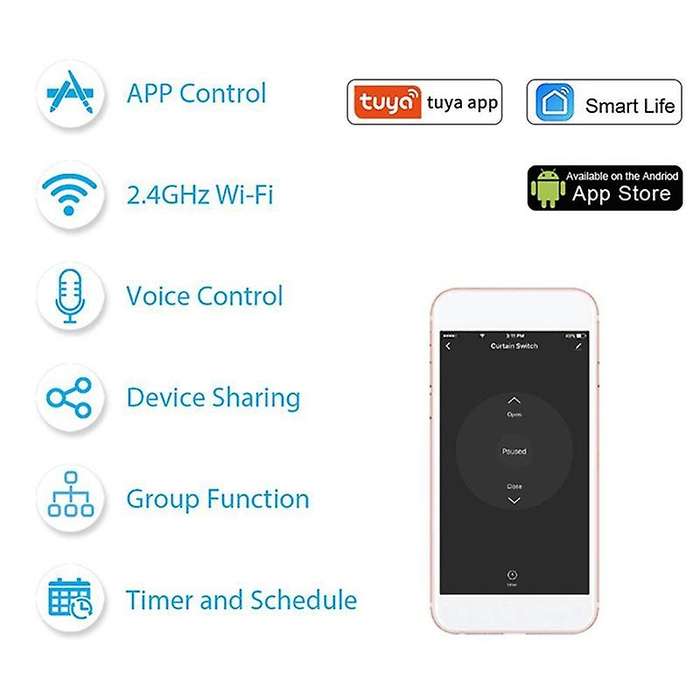 Tuya WiFi RF Curtain Switch Module APP/Voice Remotes Control Compatible with Alexa Google Home Timin
