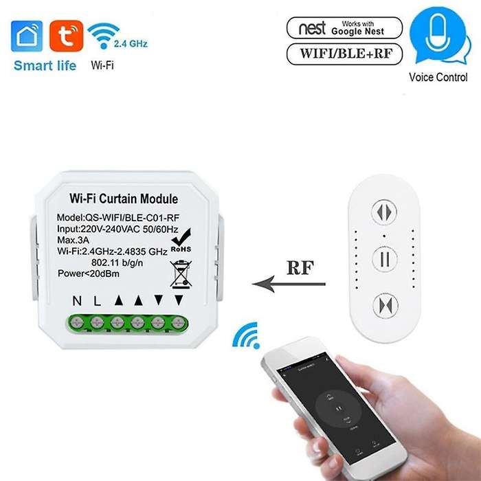 Tuya WiFi RF Curtain Switch Module APP/Voice Remotes Control Compatible with Alexa Google Home Timin