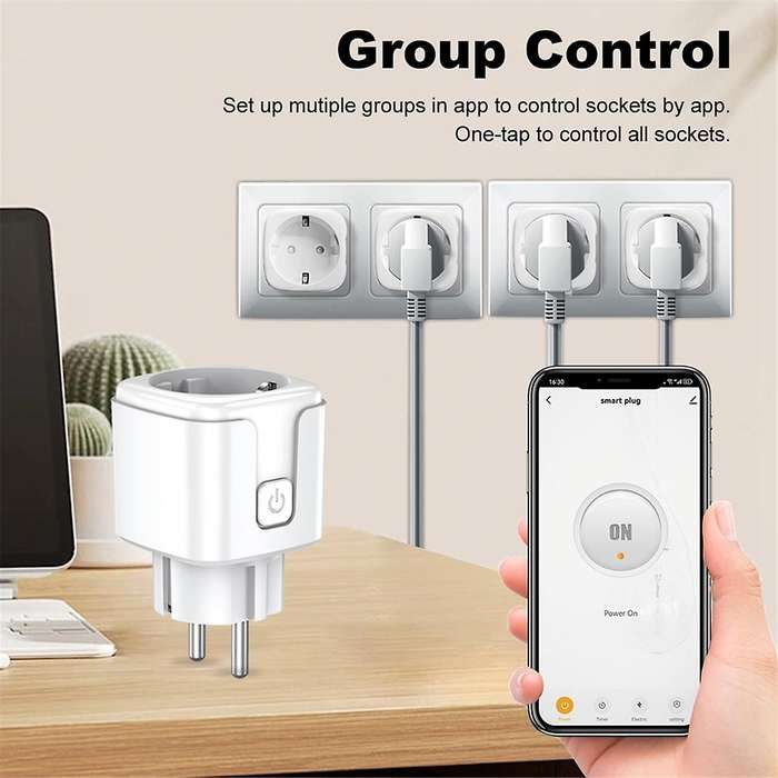 Tuya WiFi Smart Plug 20A EU Smart Socket with Power Monitor Timing Smart Life Support for Alexa Home