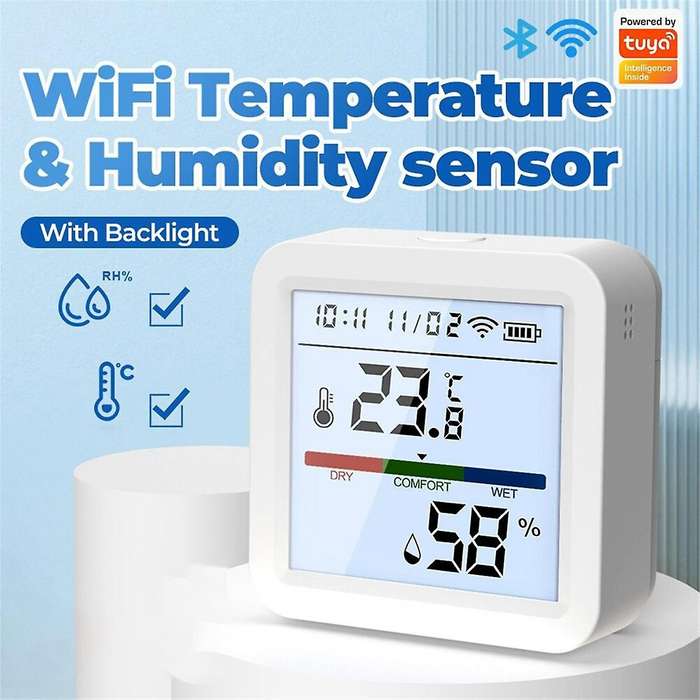 Tuya WiFi Temperature Humidity Sensor Smart Life Backlight Hygrometer Thermometer Sensor Support for