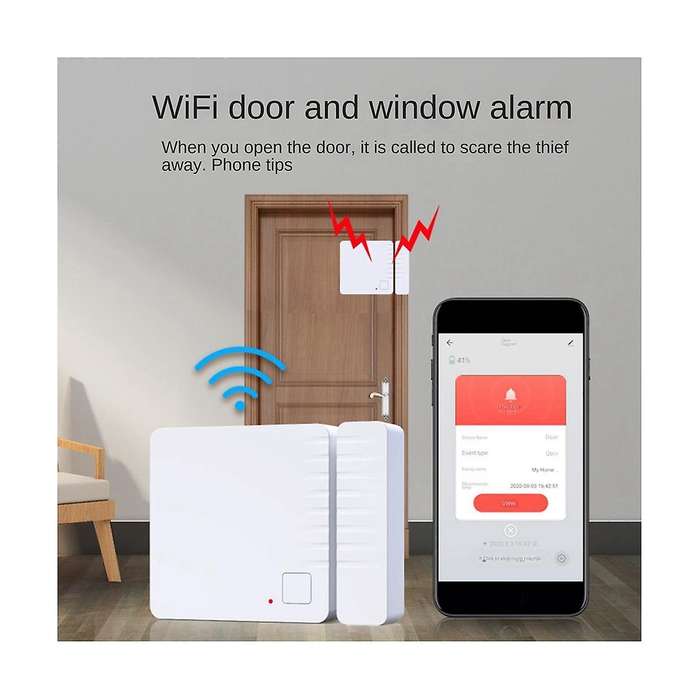 Tuya Wifi Wireless Smart Door Window Sensor System Cell Phone Monitoring Safe Burglar Alarm for Home