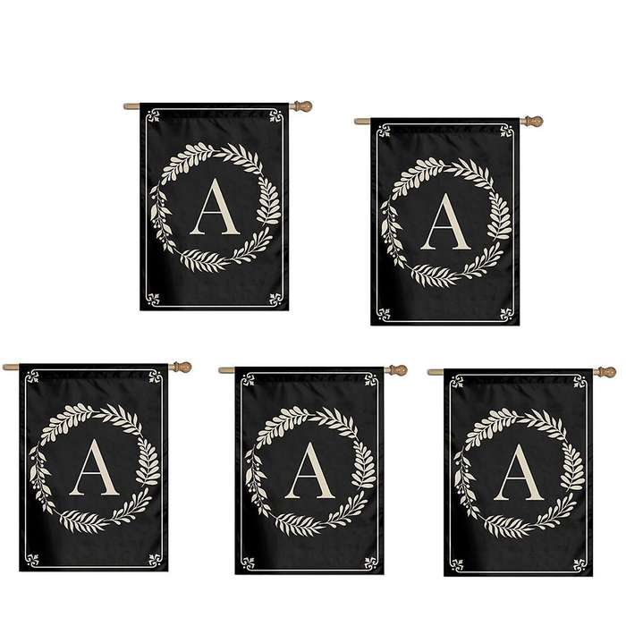 Type A Garden Flag Double Sided Outdoor Wreath Letters Black Garden Flag Decoration