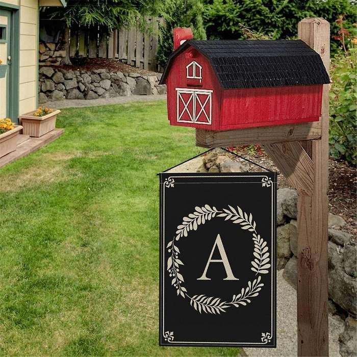 Type A Garden Flag Double Sided Outdoor Wreath Letters Black Garden Flag Decoration