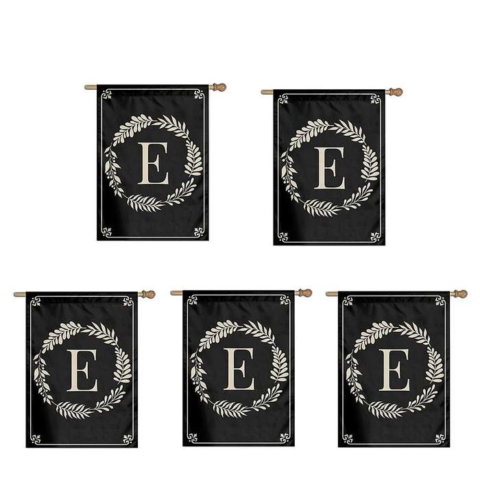 Type E Garden Flag Double Sided Outdoor Wreath Letters Black Garden Flag Decoration