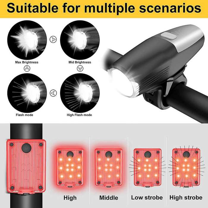 Type C Charger Bicycle Light Rainproof Charging Cycling Lights Front Lamp Headlight Ultralight Flash