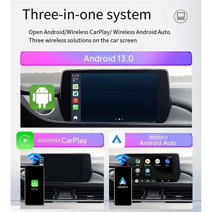 UHD TV Box Android 13.0 Qualcomm 8-Core Wireless CarPlay & Android Auto Adapter Support 4K HD Video