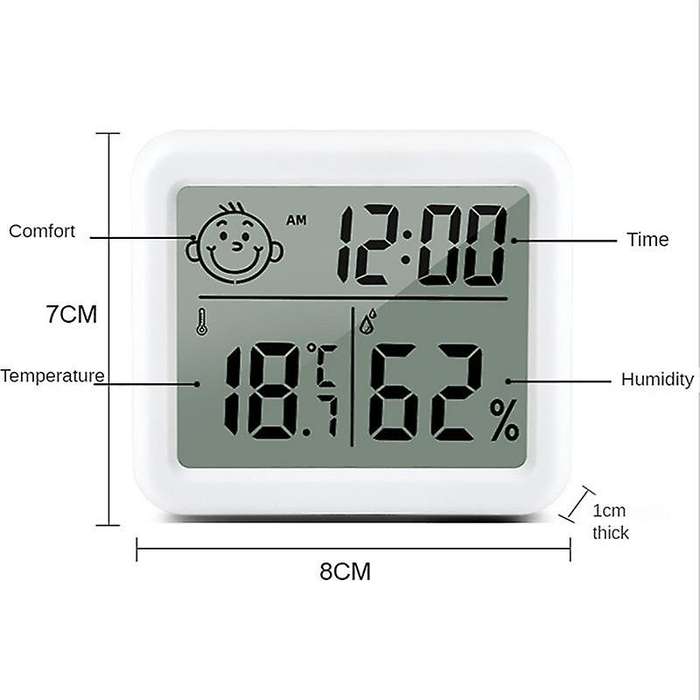 Ultra Thin Digital Thermometer Meter Automatic Electronic Humidity Monitor Alarm Clock Lcd Indoor Dr