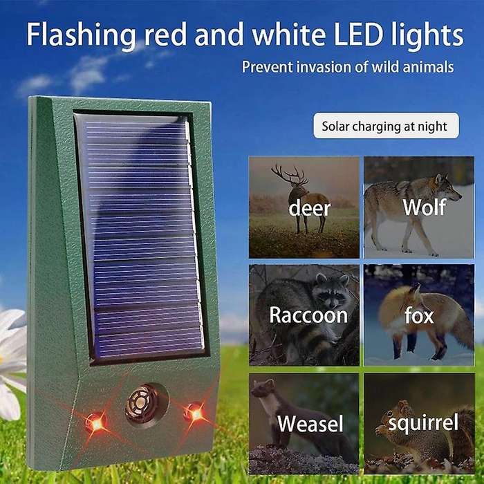 Ultrasonic Animal Outdoor Bird Repellent with Motion Strobe and Intruder Alarm