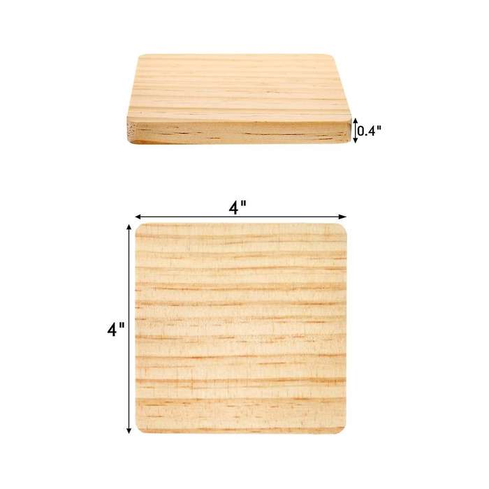 Unfinished Wood Coasters 4 Inch Square Blank Wooden Coasters Crafts Diy Stained Painting Wood Engrav