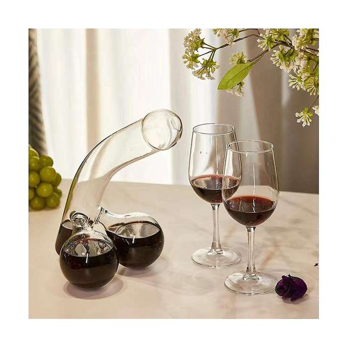 Unique Glass Decanter for Wine and Spirits - Perfect Gift for Wine Lovers Bar Tools Interesting Deca